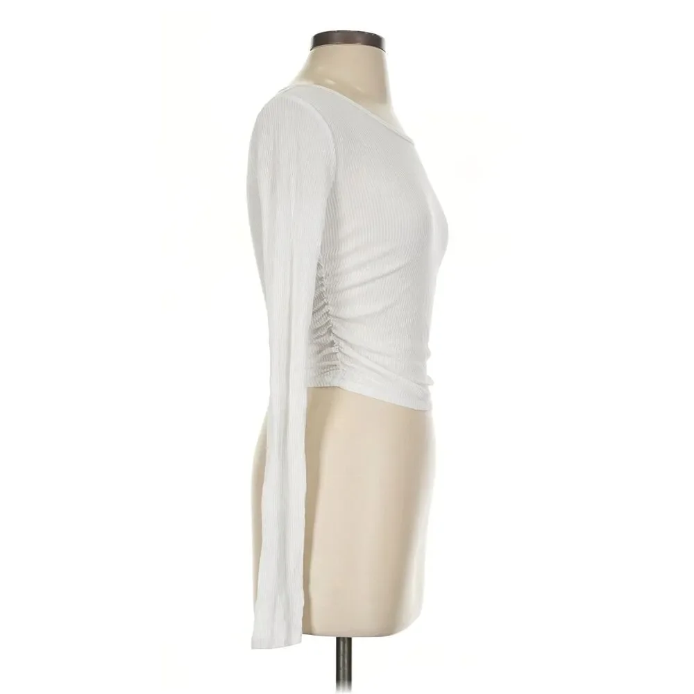 Alo White Gather Long Sleeve XS Top